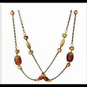 🔴Amber Color/Gold Color Necklace